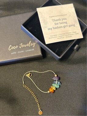 Crystal Healing Bracelet Gold Dainty Gemstone Bracelet Gift Set w/ Box